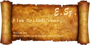 Elek Szilvánusz névjegykártya